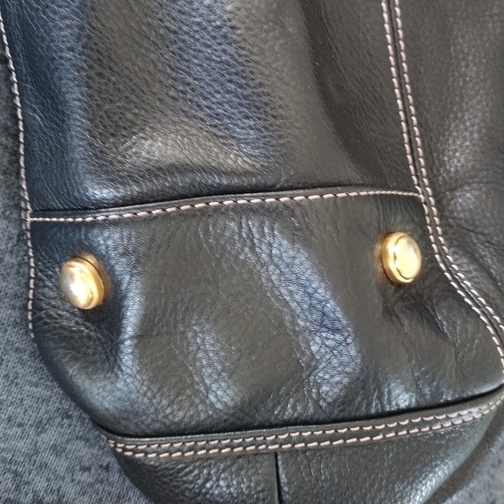 B Makowsky Black Pebble Leather Satchel Shoulder Bag - Picture 9 of 14